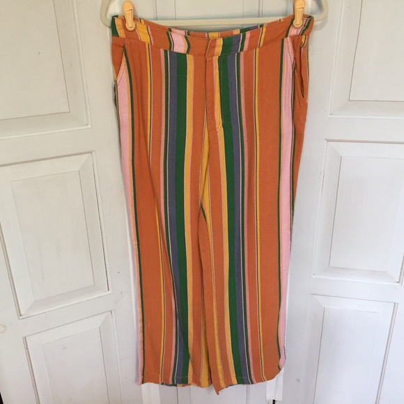 Free People Multicolor Striped Cropped Pants - Picture 1 of 15
